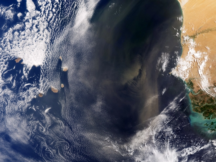 Photo of desert dust transport from Africa towards the Atlantic Ocean